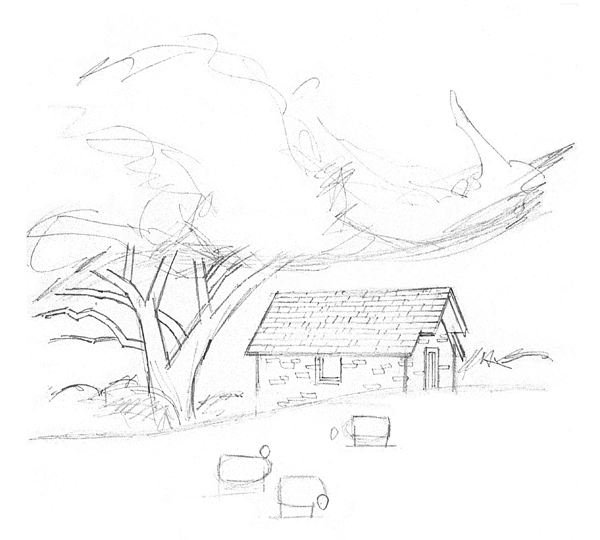 easy landscape drawing for beginners